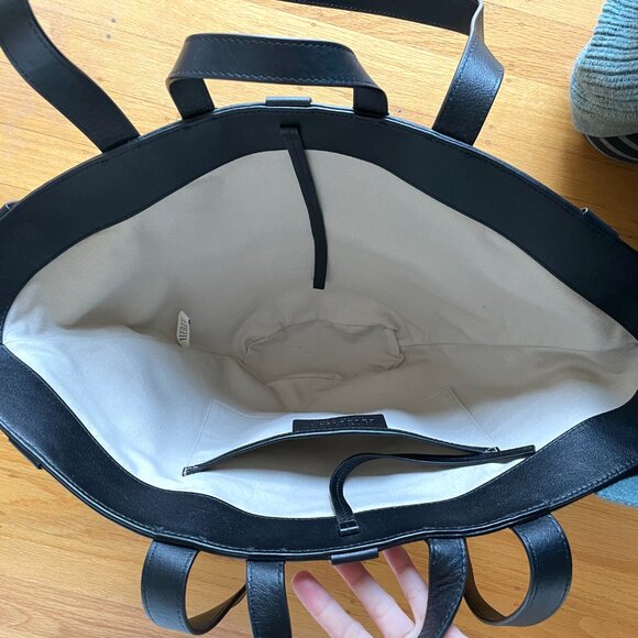 NEW WITH TAGS Hereu Encant Caged Leather and Canvas Tote Bag Black Ivory - Picture 7 of 9